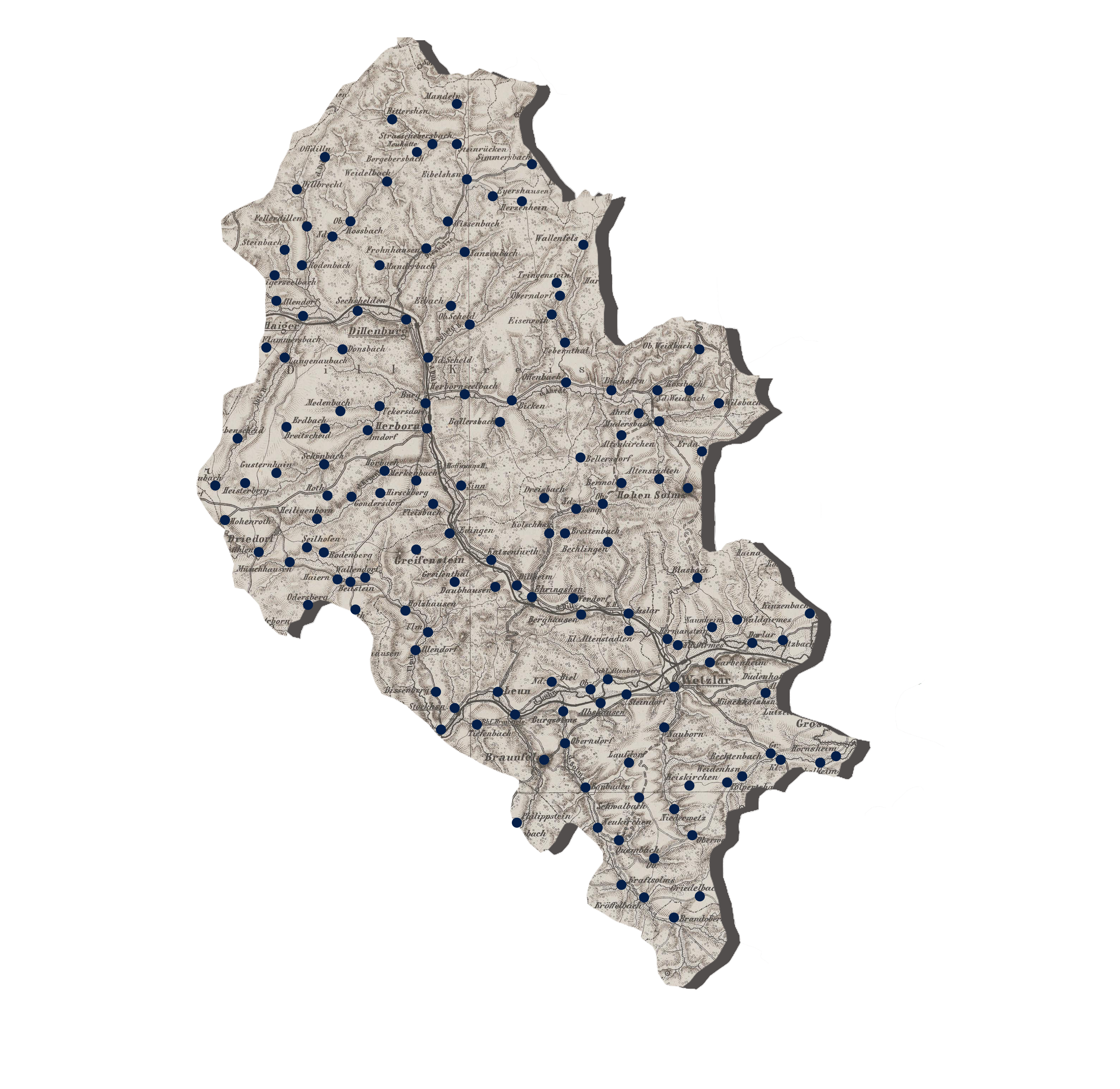 Karte des Forschungsgebiets Solmser Land